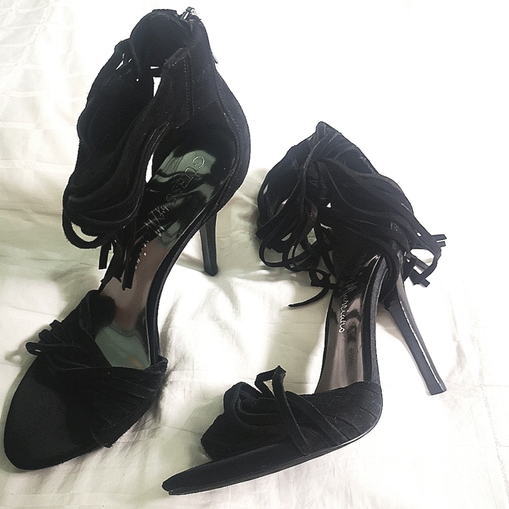 High heel black tassel Guess shoes